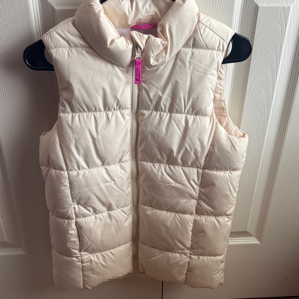 Old Navy Cream Girl’s Puffer Vest with Fleece Lining
